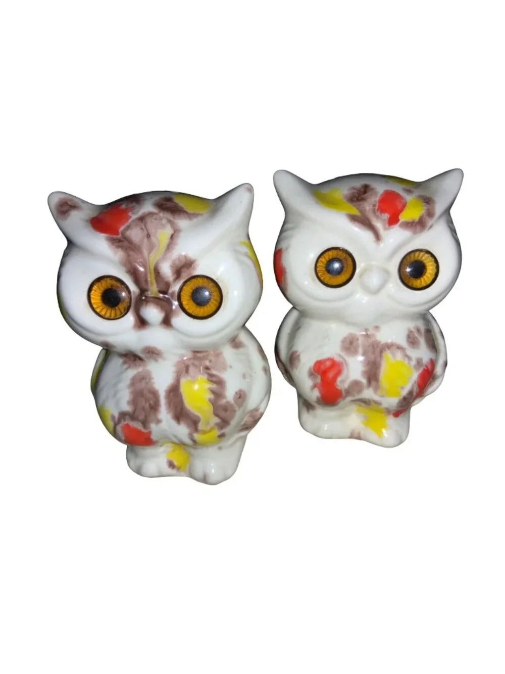 Owl Salt and Pepper Shaker Set Autumn Fall Colors